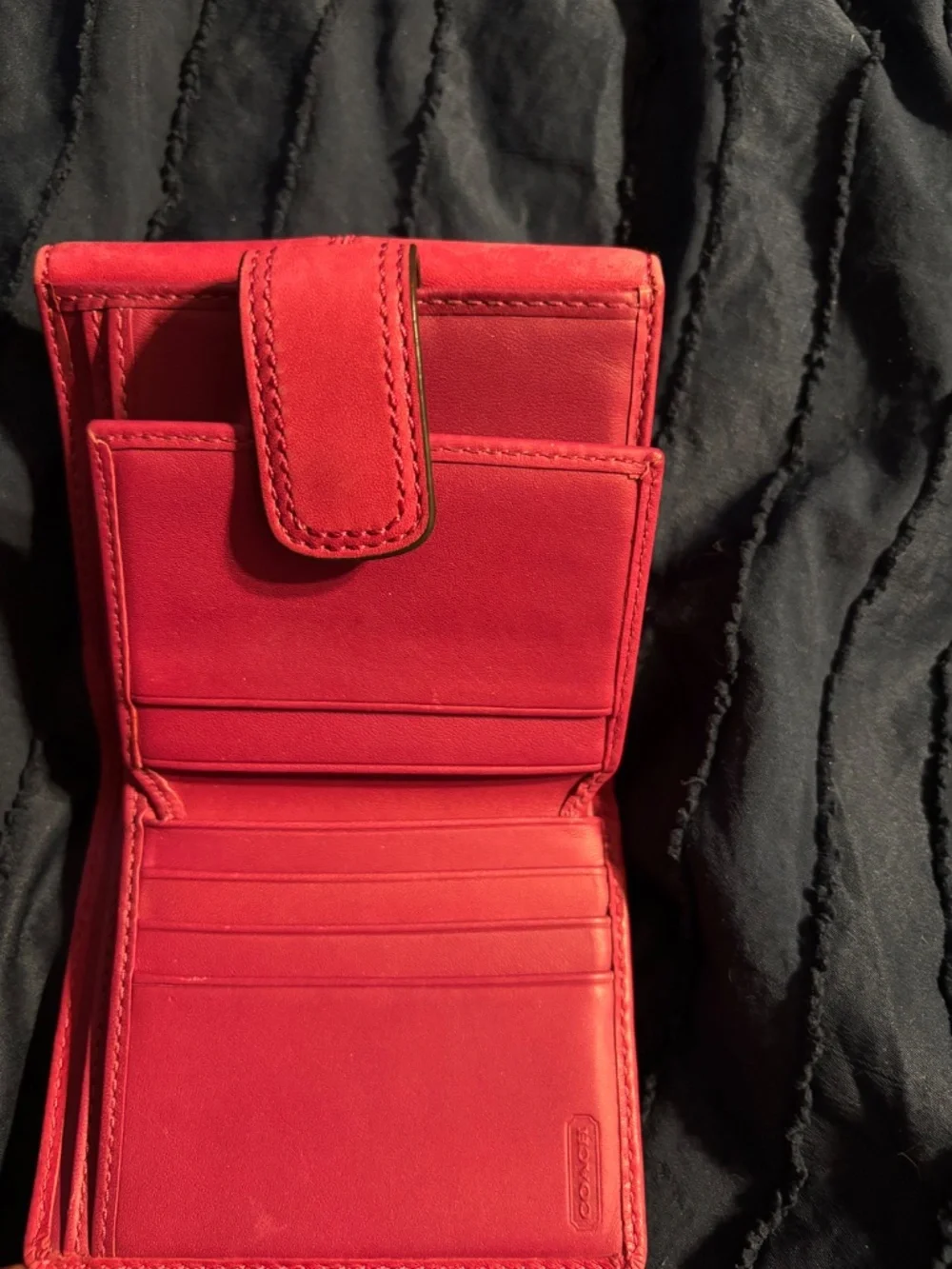 Coach Pink Pleated Leather Bi-fold Wallet